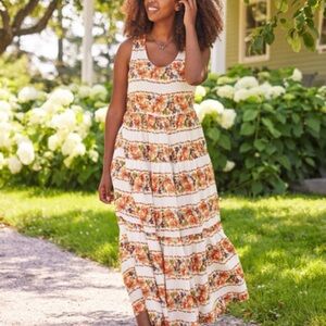 April Cornell Lillian Floral Maxi Dress XXL Boho Prairie Cottagecore Vacation